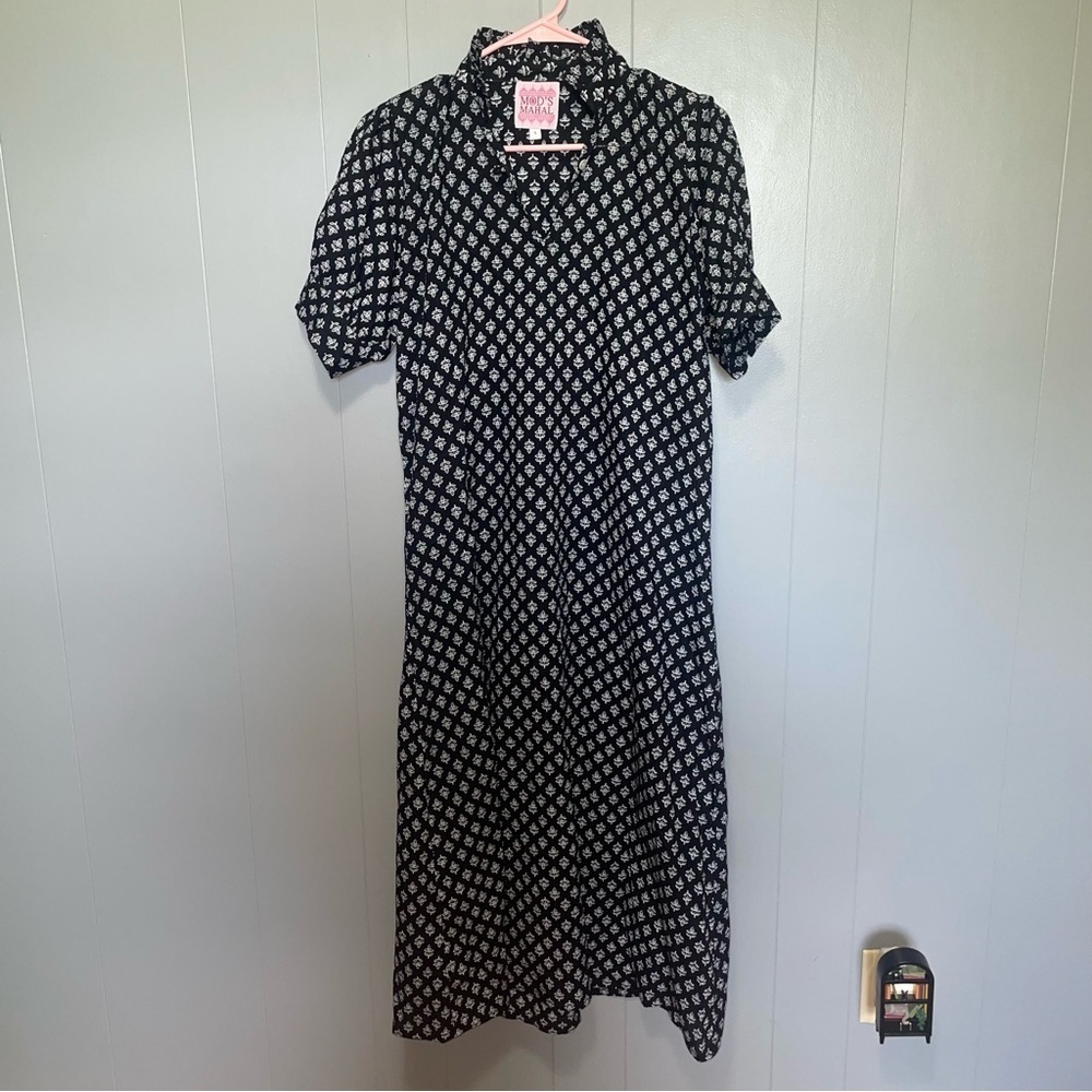 Mod’s Mahal Cotton Black Patterned Maxi Dress Lighweight Small